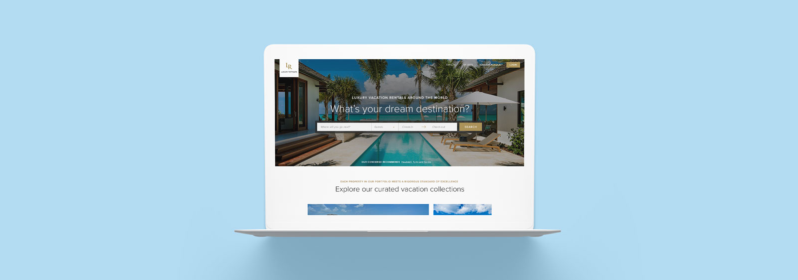 Luxury Retreats travel website design by Noisy Ghost Co.